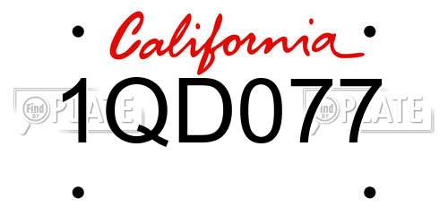 1QD077 California License Plate
