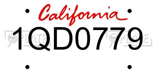 1QD0779 California License Plate