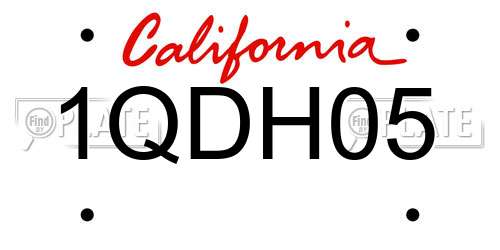 1QDH05 California License Plate