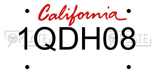 1QDH08 California License Plate