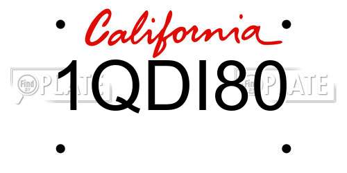 1QDI80 California License Plate
