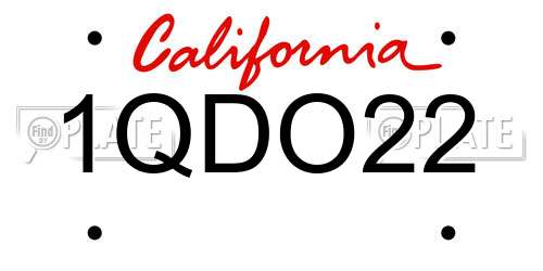 1QDO22 California License Plate