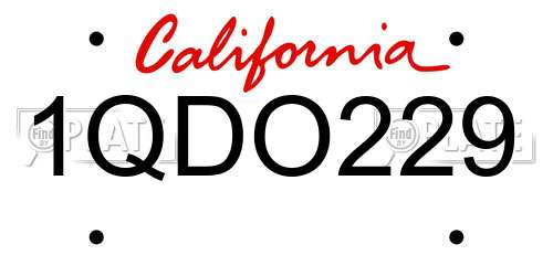 1QDO229 California License Plate