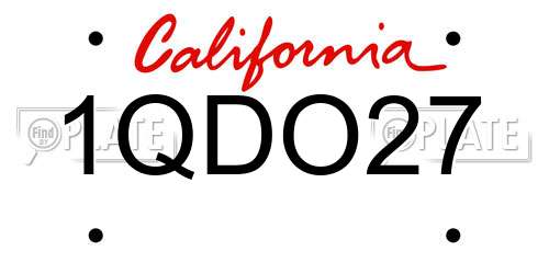 1QDO27 California License Plate