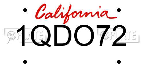 1QDO72 California License Plate