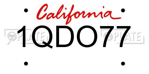 1QDO77 California License Plate
