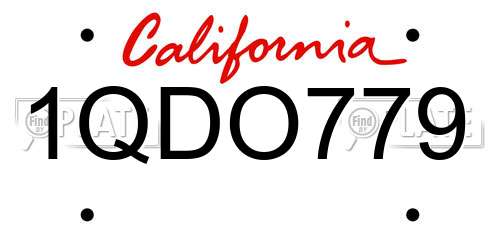 1QDO779 California License Plate