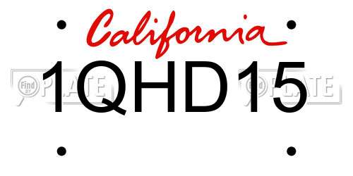 1QHD15 California License Plate