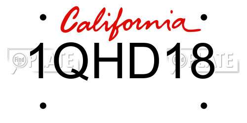 1QHD18 California License Plate
