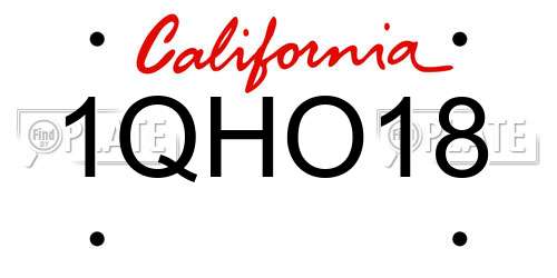 1QHO18 California License Plate