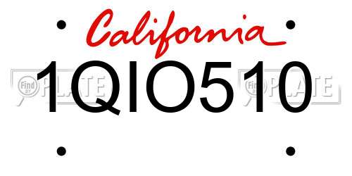 1QIO510 California License Plate
