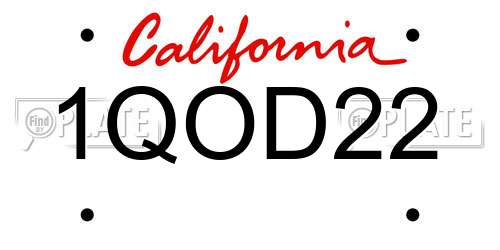 1QOD22 California License Plate