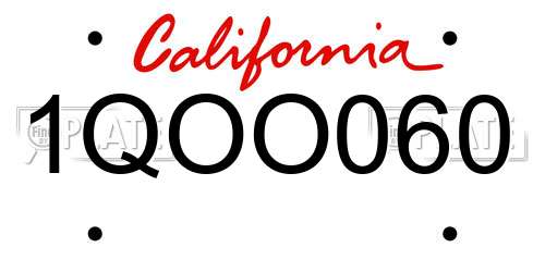 1QOO060 California License Plate