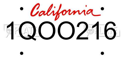 1QOO216 California License Plate