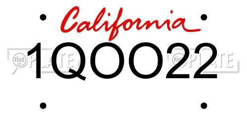 1QOO22 California License Plate