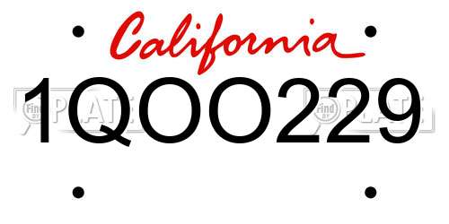 1QOO229 California License Plate