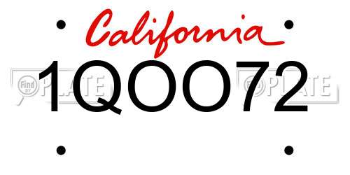 1QOO72 California License Plate