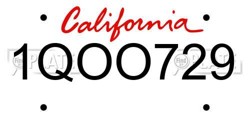 1QOO729 California License Plate
