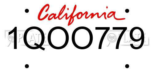 1QOO779 California License Plate