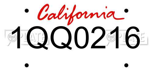 1QQ0216 California License Plate