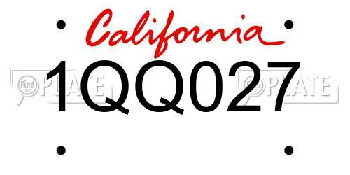 1QQ027 California License Plate