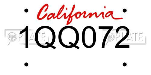 1QQ072 California License Plate