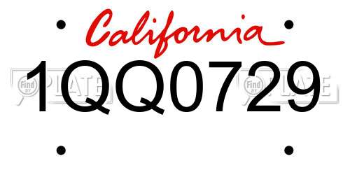 1QQ0729 California License Plate