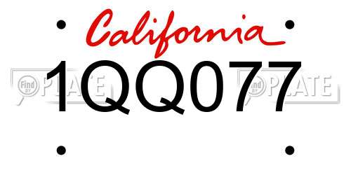 1QQ077 California License Plate