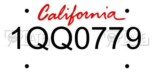 1QQ0779 California License Plate