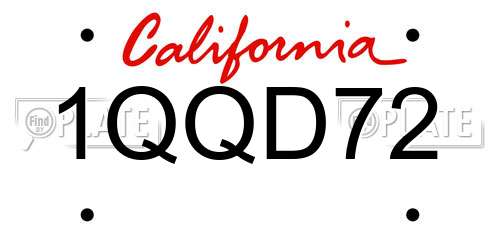 1QQD72 California License Plate