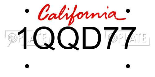 1QQD77 California License Plate