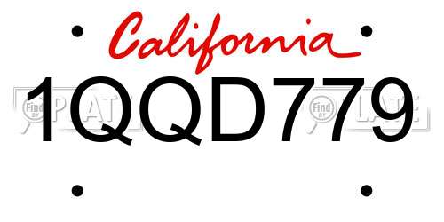 1QQD779 California License Plate