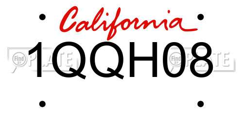 1QQH08 California License Plate