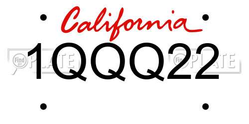 1QQQ22 California License Plate