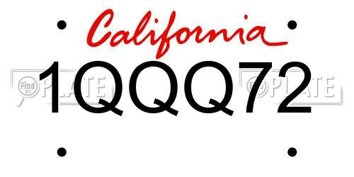 1QQQ72 California License Plate
