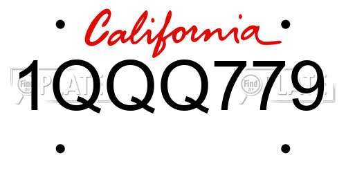 1QQQ779 California License Plate