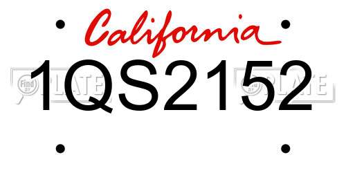 1QS2152 California License Plate