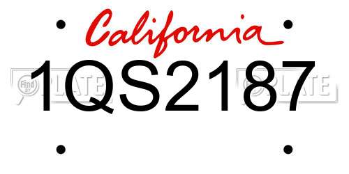 1QS2187 California License Plate
