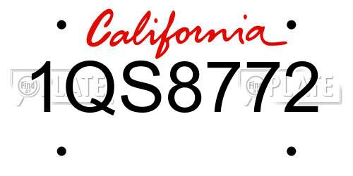 1QS8772 California License Plate