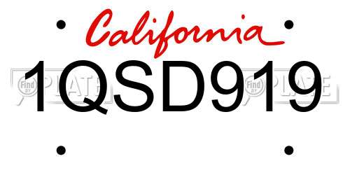 1QSD919 California License Plate