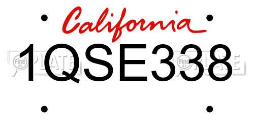 1QSE338 California License Plate