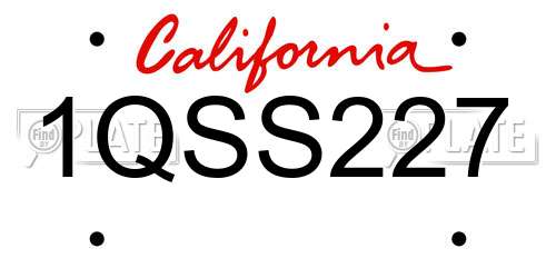 1QSS227 California License Plate