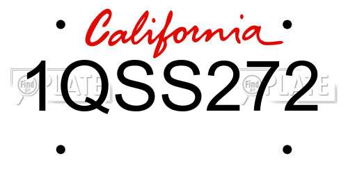 1QSS272 California License Plate