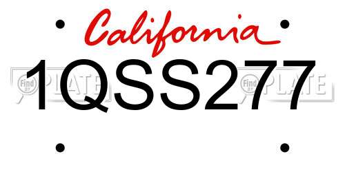 1QSS277 California License Plate