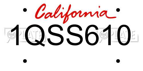1QSS610 California License Plate
