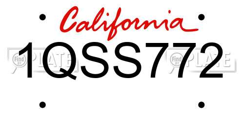 1QSS772 California License Plate