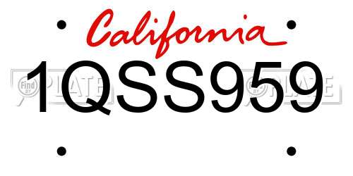 1QSS959 California License Plate