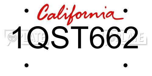 1QST662 California License Plate
