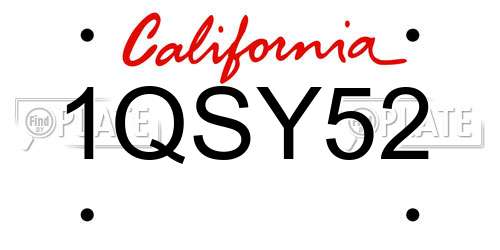 1QSY52 California License Plate