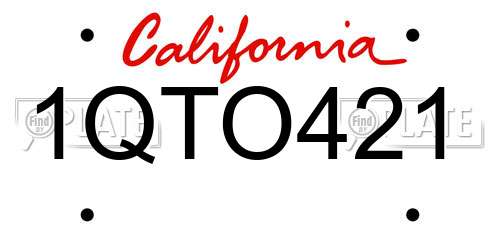 1QTO421 California License Plate